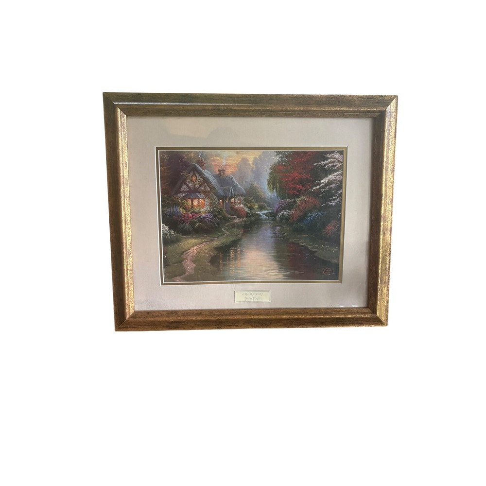 Thomas Kinkade A Quiet Evening Library Edition Framed Art Print Gold Frame